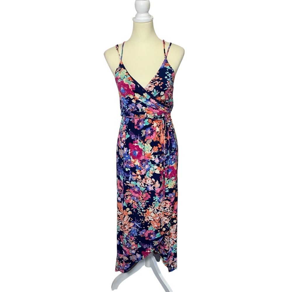 1.4.3 Story by Line Up Floral Muticolor Wrap Front Maxi Dress Women's Size Small - Picture 1 of 14
